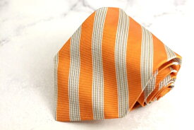 Paul Smith ポールスミス ブランドネクタイ ストライプ柄 シルク PO メンズ オレンジ 【中古】