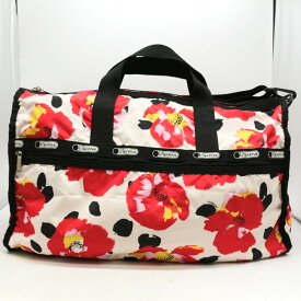 【期間限定50％OFF】LeSportsac レスポートサック ボストンバッグ 椿 花柄 ショルダー 旅行バッグ 花柄 鞄 ブランド レディース ホワイト 【中古】