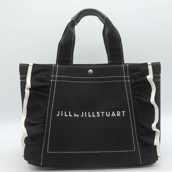 【楽天スーパーSALE 50％OFF】JILL by JILLSTUART ジルバイジルスチュアート ハンドバッグ キャンバス フリル 鞄 カバン ブランド レディース ブラック 【中古】