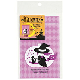 ハロウィン ギフト ラッピング 袋 お菓子袋 4枚入 チャック付 レッツ ハロウィン D-548 魔女 まじょ プレゼント 小分け 包装 透明 かわいい お菓子入れ パール金属 限定数量特価