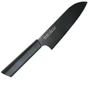 スムースクリーンカット 三徳包丁 165mm ブラック ふっ素加工 F-2411 包丁 黒 汚れがつきにくい サビにくい おしゃれ パール金属 母の日 ギフト
