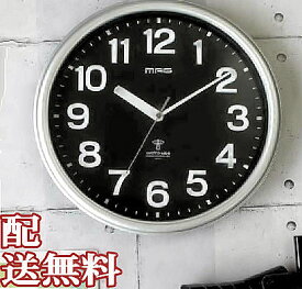 掛け時計（電波時計）ノア精密直径約31cmの見やすい電波壁掛け時計【送料無料】おしゃれなモノトーンの電波壁掛時計黒xシルバーのシンプルモダンでクールなデザイン