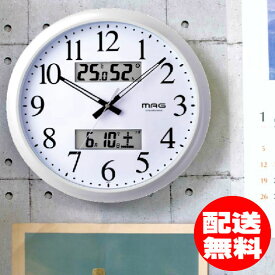 掛け時計（電波時計）カレンダー　温湿度計付き温度計と湿度計、カレンダーが付いた壁掛け電波時計壁掛時計　業務用　オフィス・店舗に最適【送料無料】ノア精密