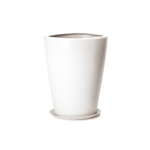 【夏の応援フェス】9号鉢 ルッカ PR1 マット Sサイズ 受け皿付き≪植木鉢/おしゃれ/陶器鉢/白黒磁器系/セール対象4J/セール対象3≫