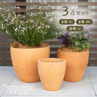 テラコッタ E30 3点セット（6/8/10号鉢）【植木鉢 おしゃれな植木鉢 鉢 テラコッタ 素焼き鉢 陶器鉢】