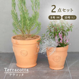 テラコッタ　E39　L・M 2点セット （8/10号鉢）　≪植木鉢 陶器 テラコッタ・素焼き鉢系≫