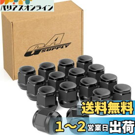 GAsupply ラグナット M12 x P1.25 ホイールナット テーパー座60° 長さ24mm 19HEX ニッサン・スバル・スズキに対応 スチール製 16個セット ブラック
