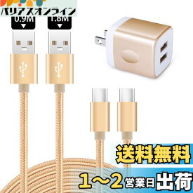 Viviber Andriod充電器*1個+USB Type-Cケーブル(1.8m*1本、0.9m*1本)スマホ充電器 タイプC アンドロイド 充電器 PSE認証済/USB2ポート 携帯充電器 Andriodスマホ急速充電ケーブル 軽量 コンパクト テレワーク 海外