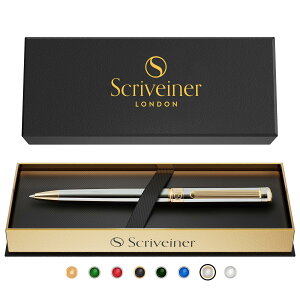 yzScriveiner {[y ō 24dグ V~bg tB ō̃{[yMtgZbg j rWlX}  ItBXɍœK (Vo[N[) Silver Chrome Ballpoint Pen