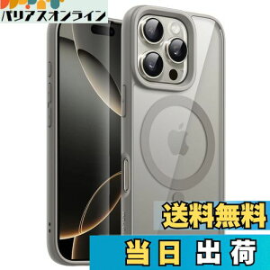 【送料無料】JETech iPhone 16 Pro 6.3インチ用 マグネット ケース MagSafeに対応 衝撃吸収 バンパーカバー ソリッドカラーマットTPUフレーム 傷つけ防止 クリアバック (ナチュラルチタニウム)