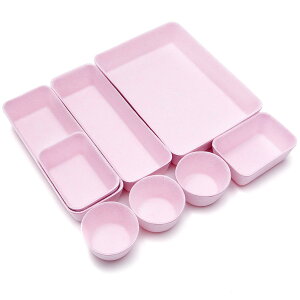 【送料無料】VANCORE 引き出し整理 仕切り デスク 引出し オーガナイザー 机 整頓 文房具トレー 可愛い 小物収納 8個セット