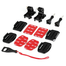 【送料無料】HSU ヘルメットマウント 12 in 1 アクセサリー セット アクションカメラ マウント キット GoPro Hero13/12/11/10/9/8/7/6/5等対応 及びその他のアクションカメラ アクセサリー