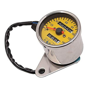 【送料無料】Dclcrb バイク用 スピードメーター 機械式 取付簡単 金属製 汎用 バイクメーター デジタル 防振ラバー 走行距離計 バイク (イエロー)