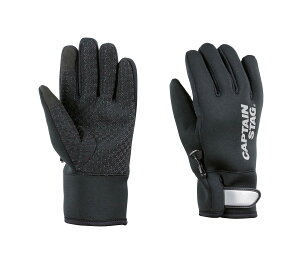 【送料無料】キャプテンスタッグ(CAPTAIN STAG) グローブ 手袋 防風 防寒 ウェットスーツ生地 スマホ対応 メンズ 【S~XLサイズ】 ブラック