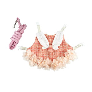 【送料無料】Botocoo ウサギ 子猫 ハーネス リード セット 姫風モルモット 猫 ハムスター 可愛い ドレス 服 小型 お出かけ 着ぐるみ 簡単着脱 迷子防止 牽引ロープ 記念撮影 小動物 美しく優雅