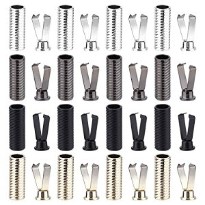 【送料無料】PH PandaHall ループエンド コードエンド 4色 シューレース 靴紐 先端 16個セット コードストッパー 留め具 金属製 金具 パーカー ブラック アクセサリー 部品 パーツ 先っぽ 紐の先