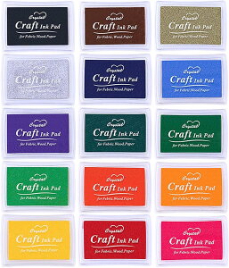 【送料無料】【LUYING】スタンプ台カ カラフル スタンプ台 15色セット 木材 DIY 高発色 ハンドメイド DIY フィンガーペイント カラフル インク 印鑑 (全15色単色セット)