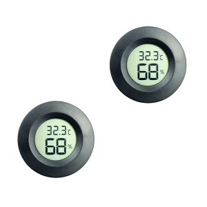 【送料無料】DFsucces ミニ温湿度計 2本セット 小型 温度計 湿度計 デジタル液晶スクリーン 爬虫類/家庭/飼育室/花屋部屋用 電池付き ブラック