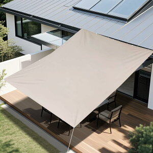 【送料無料】Powfly サンシェード 日除け シェード 目隠しシート 撥水オーニングシェード 雨除け シェード ベランダ,庭,バルコニー,窓,玄関, 屋外,ウッドデッキ,キャンプ, ハトメ (トープ, 1.95M