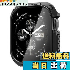�y���������zSpigen Apple Watch 11 Apple Watch 10 �P�[�X 46mm �K���X ��̌^ �ČRMIL�K�i�擾 ��ʕی� �ϏՌ� ���� �Ռ��z�� ���菝 �h�~ �ی�J�o�[ �^�t�E�A�[�}�[ ACS08603 (�u���b�N)