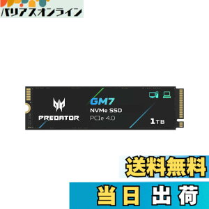 �y���������zAcer Predator M.2 SSD GM7 NVMe2.0 2280 PCIe Gen4x4 ������(�ő�ǂݎ��F7400MB/s�A�ő发�����݁F6500MB/s) ����SSD ���ϋv 3D NAND TLC PS5/PS5 Pro����m�F�ς� ���[�J�[5�N �T�C�Y�F1TB
