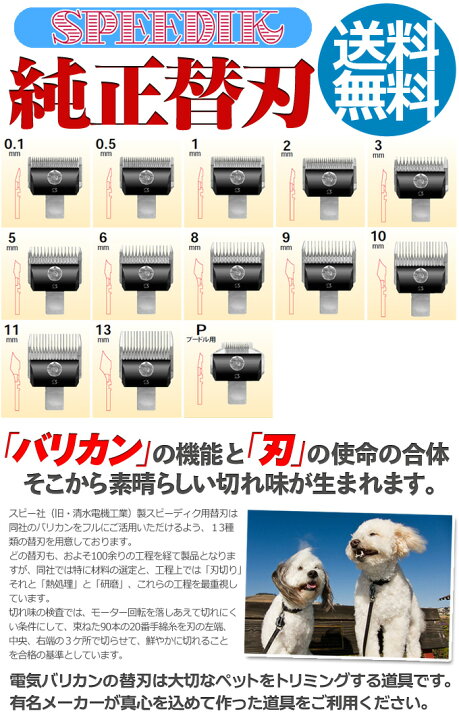 楽天市場】定形外送料無料 スピーディク バリカン用替刃 1mm 
