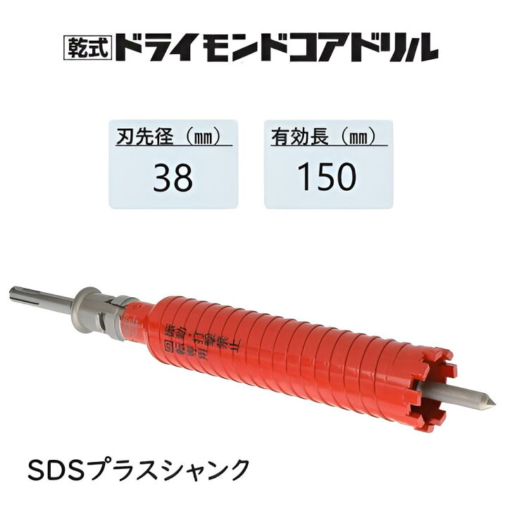 楽天市場】ミヤナガ 乾式 ドライモンドコアドリル セット○刃先径38mm 