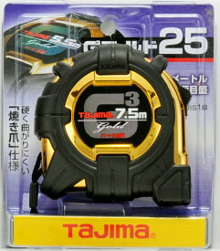TJMデザイン / タジマ TAJIMA　コンベックス　G3ゴールドロック 25mm幅7.5m　G3GL25-75BL