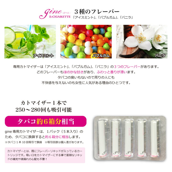 楽天市場 電子タバコ Gine専用カトマイザー 5本セット たばこ6箱分 ビタミン配合 正規品 メール便 送料無料 Baris