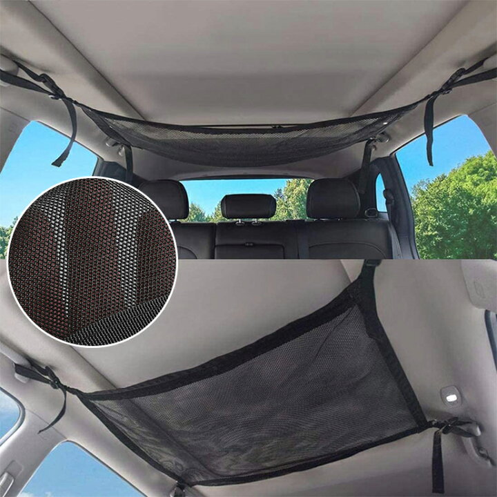 楽天市場 車用 天井収納ネット ルーフネット カーゴネット ラゲッジネット スペース活用 天井収納 簡単取り付け ジッパー付き 収納 荷崩れ防止 収納ポケット 送料無料 Baris