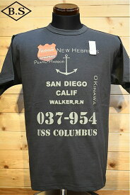 クッシュマン Tシャツ CUSHMAN 26611 プリントTシャツ USS COLUMBUS チャコール