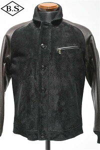 �y���Ԍ���|�C���g5�{�z���C�c�[���U�[ Y�f2 LEATHER ���U�[�W���P�b�g TB-136 STEER SUEDE×STEER OIL RIB JKT �u���b�N×�u���E��