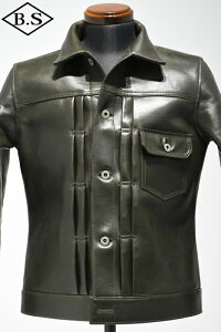 �y���Ԍ���|�C���g5�{�z���C�c�[���U�[ Y�f2 LEATHER ���U�[�W���P�b�g EB-140 ECO HORSE 1st Type JACKET OLIVE