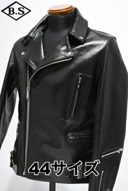 ロクロクロクレザーウェア 666 LEATHER WEAR トリプルシックス LJM-1L (JSLBB501) サイドベルト ライダースジャケット -ロング- BLACK 44サイズ