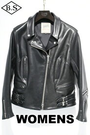 ロクロクロクレザーウェア 666 LEATHER WEAR トリプルシックス LJW-1TF (JSLLD401) レディース タイトフィット サイドベルト ライダースジャケット BLACK