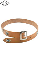 コリンボ COLIMBO ベルト ZB-0709 JEWEL STUDDED LEATHER BELT 40mm =TURQUOISE= "Flower Pattern" / TAN