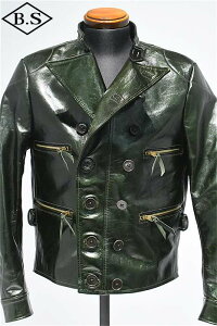 ���C�c�[���U�[ Y�f2 LEATHER ���U�[�W���P�b�g YK-04 OIL WAX HORSE GERMAN STYLE DOUBLE BREASTED AVIATOR JACKET OLIVEGREEN