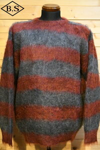 yԌ|Cg5{zV[[NX jbg CWORKS CWKN001 Right wA{[_[Z[^[ MOHAIR BORDER SWEATER KNIT BURGUNDY×GRAY