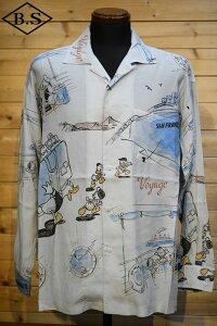 yԌ|Cg5{z|[^[NVbN PORTER CLASSIC Vc DISNEY M&F PC ORIGINAL ART COLLECTION ALOHA LONG SHIRT SAN FRANCISCO BLUE