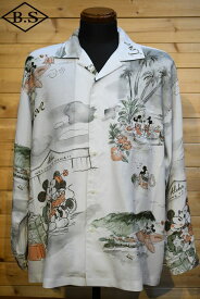 ポータークラシック PORTER CLASSIC 長袖シャツ DISNEY M&F PC ORIGINAL ART ALOHA COLLECTION ALOHA SHIRT HAWAII GREEN