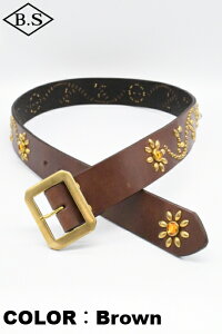 �R�����{ COLIMBO �x���g ZA-0701 JEWEL STUDDED LEATHER BELT 40mm Flower Pattern