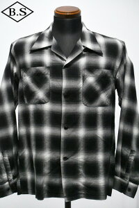 �y���Ԍ���|�C���g5�{�z�N�b�V���}�� �����V���c CUSHMAN 25615 C/R OMBRAY CHECK OPEN COLLAR SHIRTS BLACK×WHITE