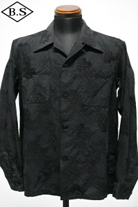 �N�b�V���}�� �����V���c CUSHMAN 25616 PINEAPPLE JACQUARD OPEN COLLAR SHIRTS BLACK