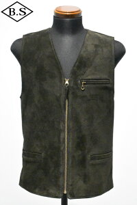 �y���Ԍ���|�C���g5�{�z���C�c�[���U�[ Y�f2 LEATHER TV-05 STEER ROUGHOUT ZIP VEST ~ Spring Edition ~ OLIVE