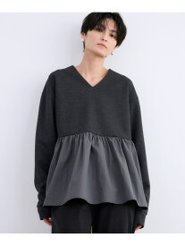 【SALE／30%OFF】Vネックペプラムプルオーバー / マシンウォッシャブル BARNYARDSTORM バンヤードストーム トップス カットソー・Tシャツ ブルー グレー ベージュ【RBA_E】【送料無料】[Rakuten Fashion]