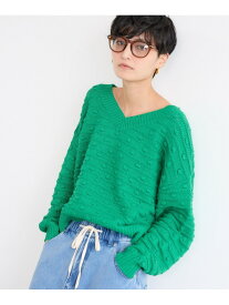 【SALE／50%OFF】Vネックポコポコニット / ハンドウォッシャブル BARNYARDSTORM バンヤードストーム トップス ニット ホワイト グリーン【RBA_E】【送料無料】[Rakuten Fashion]