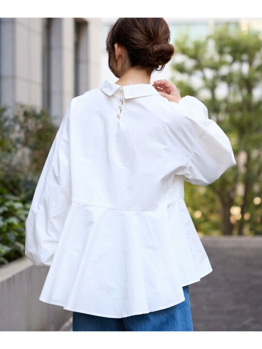 楽天市場】【SALE／12%OFF】パールボタンペプラムブラウス 