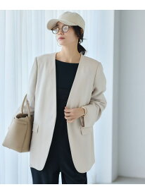 【SALE／20%OFF】ストレッチノーカラージャケット BARNYARDSTORM バンヤードストーム ジャケット・アウター ノーカラージャケット ベージュ ブラック【RBA_E】【送料無料】[Rakuten Fashion]