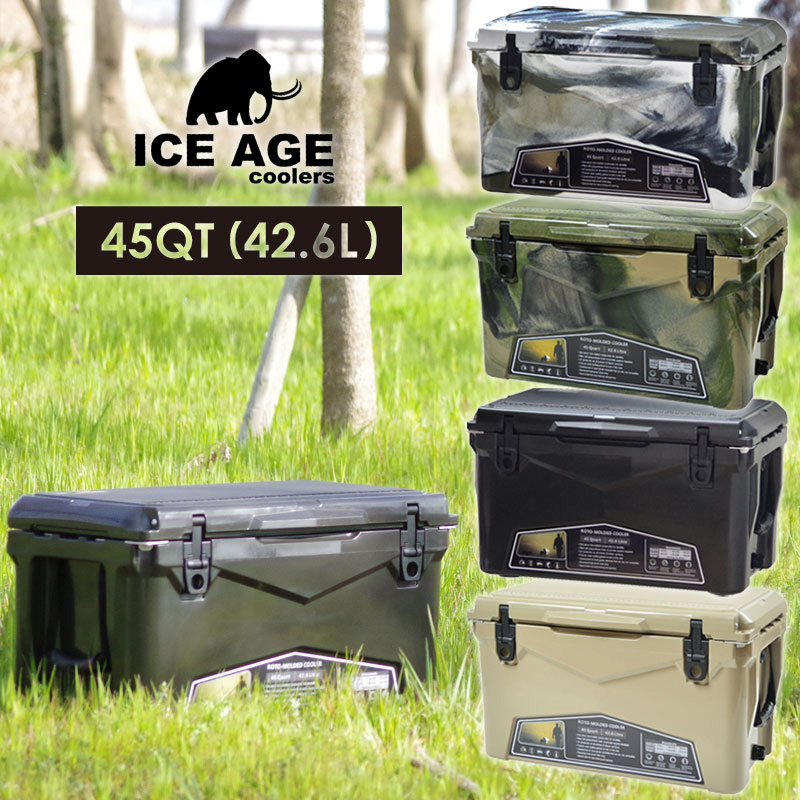 ICE AGE アイスエイジ クーラーボックス cooler 45QT 42.6L 選べる4カラー キャンプ バーベキュー ハード 保冷 BBQ ilc045tan ilc045chc ilc045aca ilc045dcaのサムネイル
