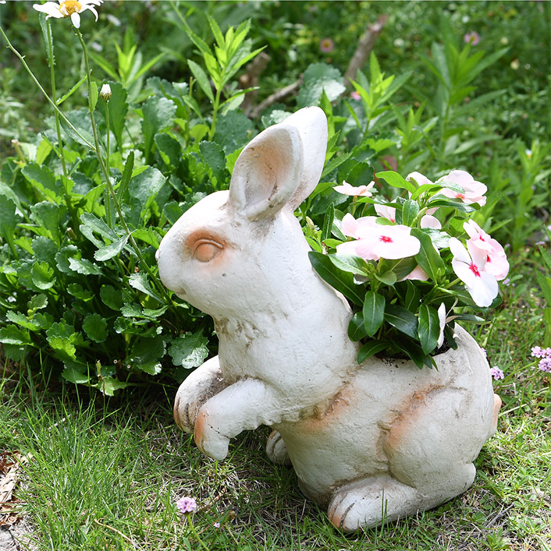 希少 フラワーポット J-ouuo 樹脂製 ガーデン DIY 兎植木鉢 ウサギ ガーデンオーナメント 雑貨 庭園、芝生、家、庭、公園 飾り 
